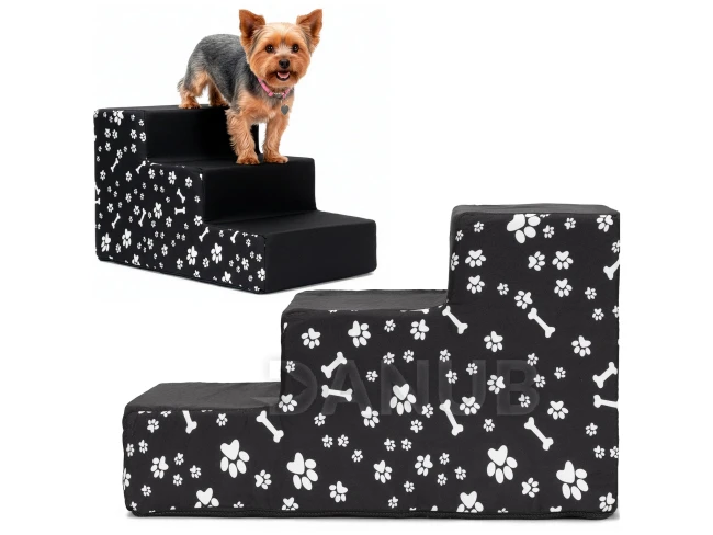 Schodíky pre psov - 50x30x30 - 3 schody - tmavosivá so vzorom