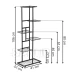 Kovový stojan na rastliny so 6 policami - 106 cm - čierny