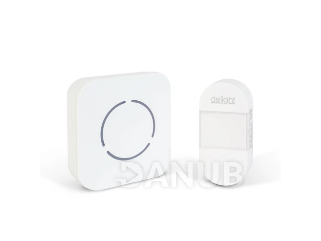 Digitálny bezbatériový a bezdrôtový zvonček – Kinetický – biely – modrá LED