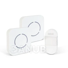 Digitálny bezbatériový a bezdrôtový zvonček – Kinetický – 2 vnútorné jednotky – biely – modrá LED