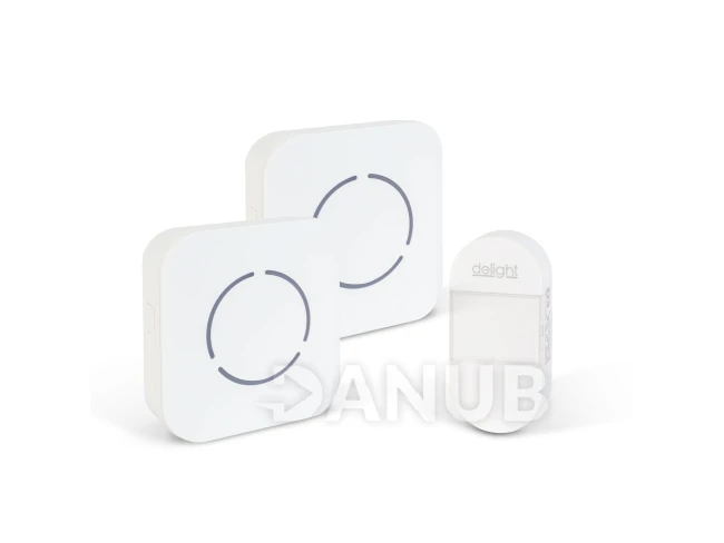 Digitálny bezbatériový a bezdrôtový zvonček – Kinetický – 2 vnútorné jednotky – biely – modrá LED