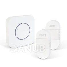 Digitálny bezbatériový a bezdrôtový zvonček – Kinetický – 2 vonkajšie jednotky – biely – modrá LED