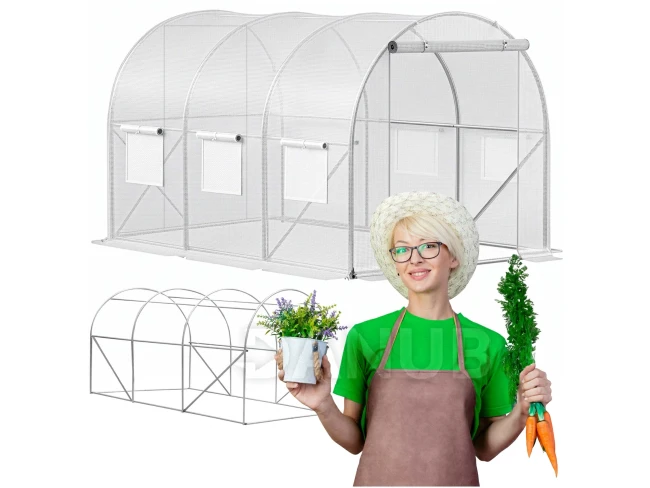 Fóliový záhradný skleník UV4 - 140g/m2 - 3x2x2 m - priehľadná biela/zelená