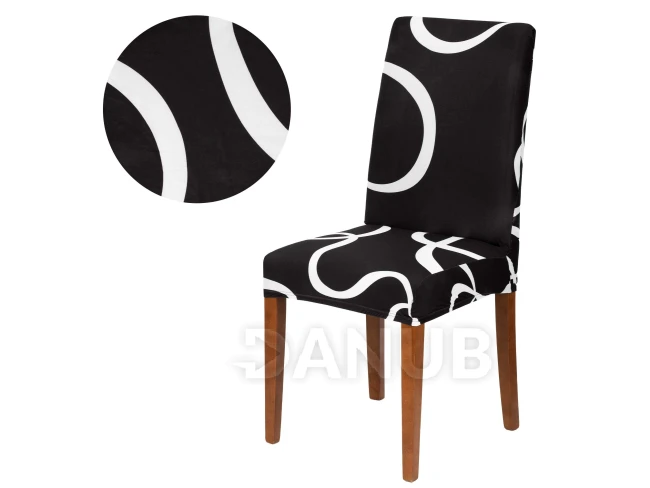 Návlek na stoličku univerzálny - biela na ciernej