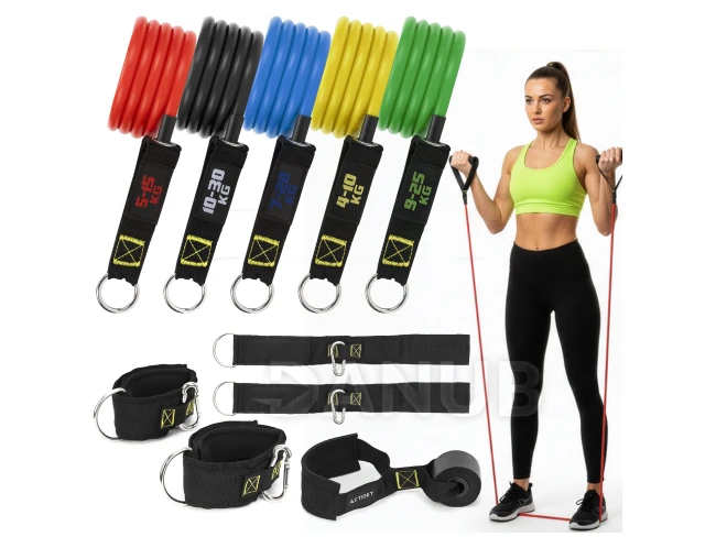 Fitness odporové gumy na cvičenie - sada 5 ks - farebné