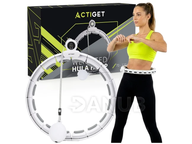 Hula hoop so závažím - 16 skladacích prvkov - bielo-sivý Hula hoop so závažím - 16 skladacích prvkov - bielo-sivý