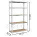 Nastaviteľný kovový regál s 5 policami - 205x120x45 cm - 1000 kg 