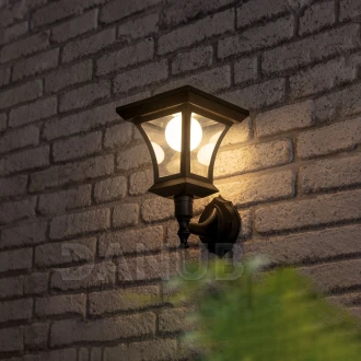 LED solárne svietidlo – nástenné – 21 x 21 cm – 8 LED – čierne – teplá biela