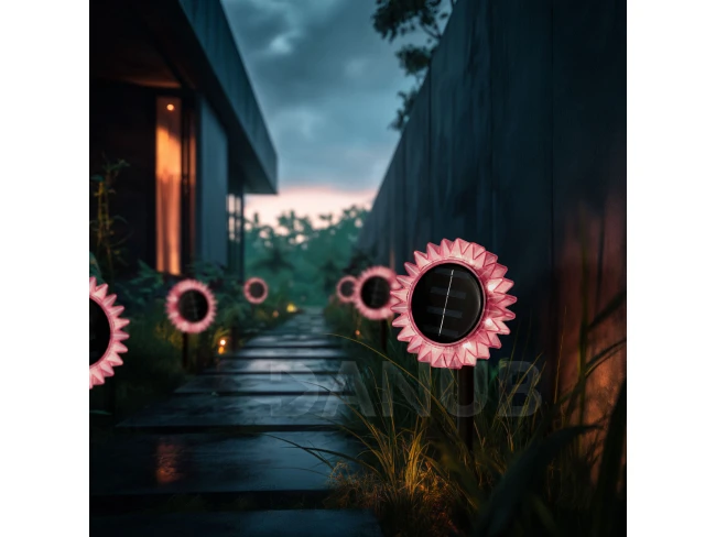 Solárny slnečnica – ružová – zapichovacia / závesná – 13 x 6,5 x 35 cm