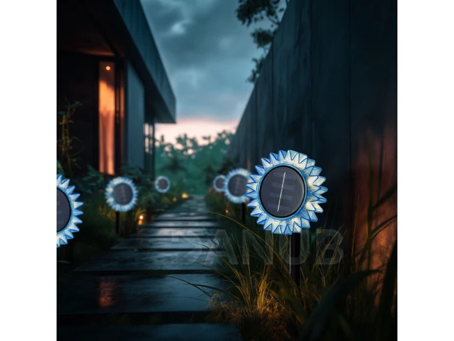 Solárny slnečnica – modrá – zapichovacia / závesná – 13 x 6,5 x 35 cm