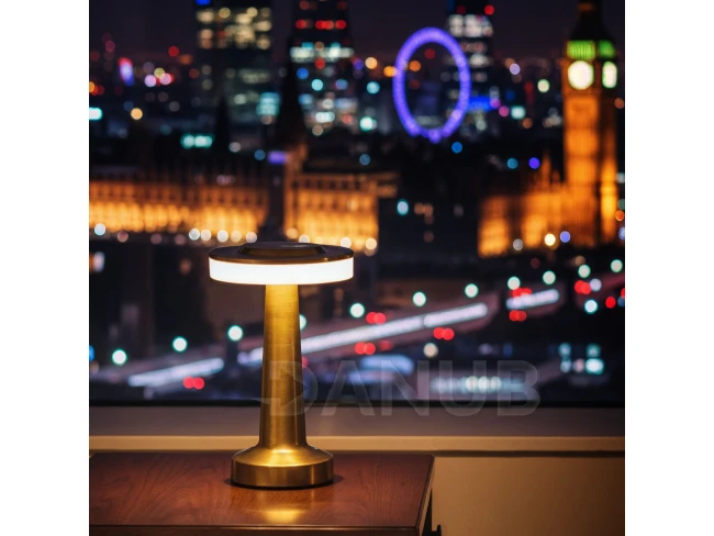 Stolová lampa - zlatá farba - nastaviteľná farebná teplota, jas - akumulátorová - USB