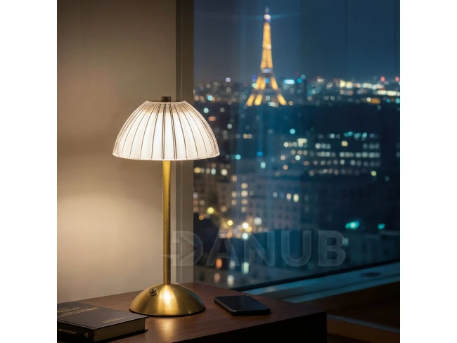 Stolová lampa - zlatá farba - nastaviteľná farebná teplota, jas - akumulátorová - USB