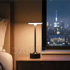 Stolová lampa - čierny kov - nastaviteľná farebná teplota, jas - akumulátorová - USB