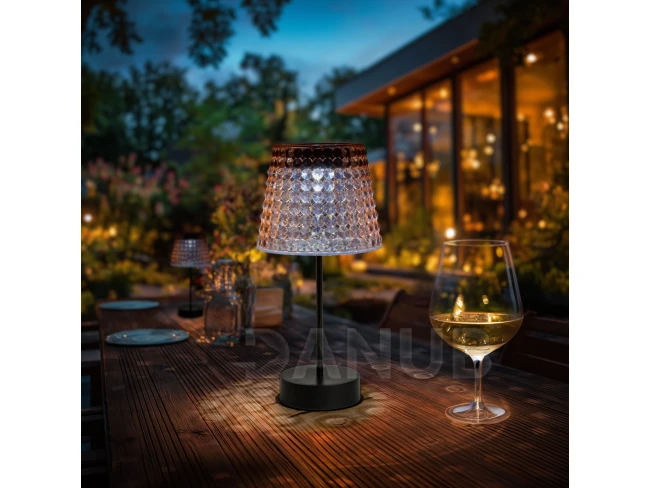 Solárna stolová lampa – ružová – studená biela LED – plast – 26 x 12 cm