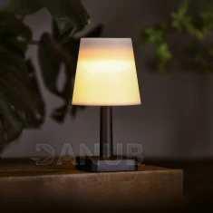 Solárna stolová lampa – biela – teplá biela LED – plast – 23 x 12 cm