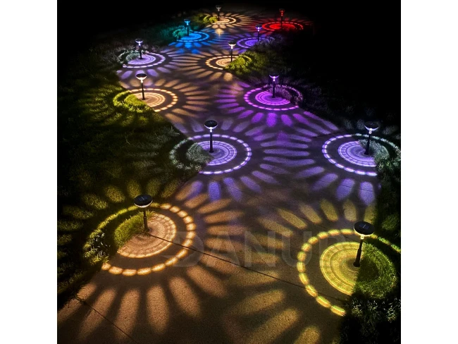 Zapichovacia solárna lampa – 1 + 1 teplá biela / RGB SMD LED – čierna – 53 x 11,4 cm