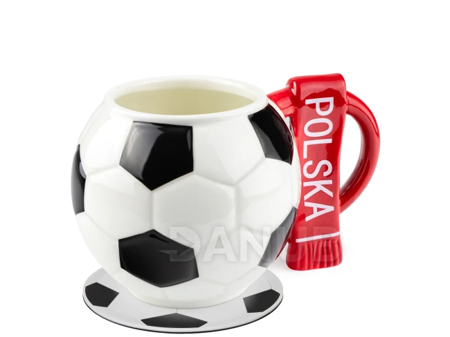Futbalový hrnček so šálom Poľsko a futbalová podložka