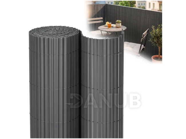 PVC krycia clona na balkón, terasu a oplotenie - 100 x 400 cm - tmavosivá