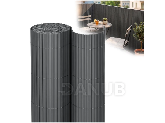 PVC krycia clona na balkón, terasu a oplotenie - 100 x 300 cm - tmavosivá
