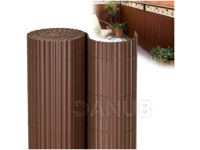 PVC krycia clona na balkón, terasu a oplotenie - 140 x 500 cm - hnedá