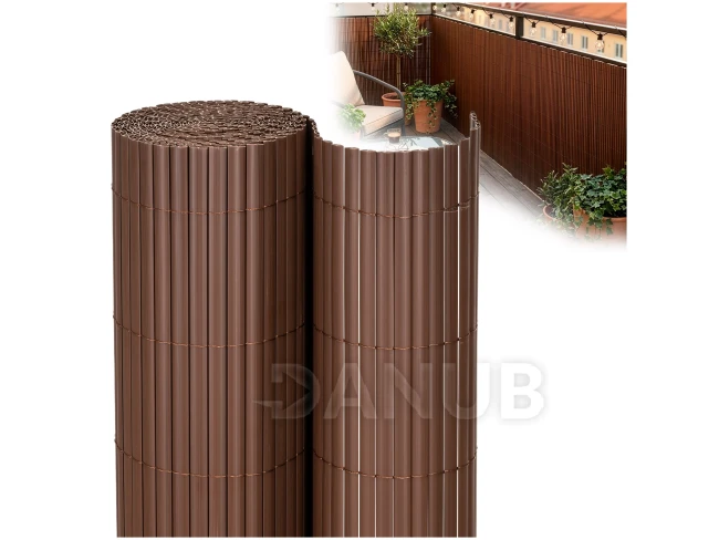 PVC krycia clona na balkón, terasu a oplotenie - 100 x 400 cm - hnedá