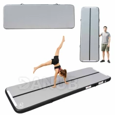 Nafukovacia gymnastická podložka na cvičenie s pumpičkou - 300x100x10 cm - sivá