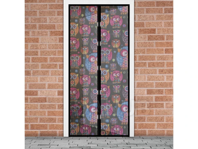 SIeťka na dvere proti hmyzu - magnetická - 100 x 210 cm - sovy