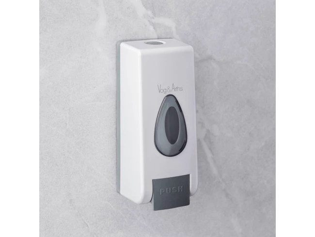 Dávkovač mydla - s ručným dávkovaním - 350 ml - na stenu - biely