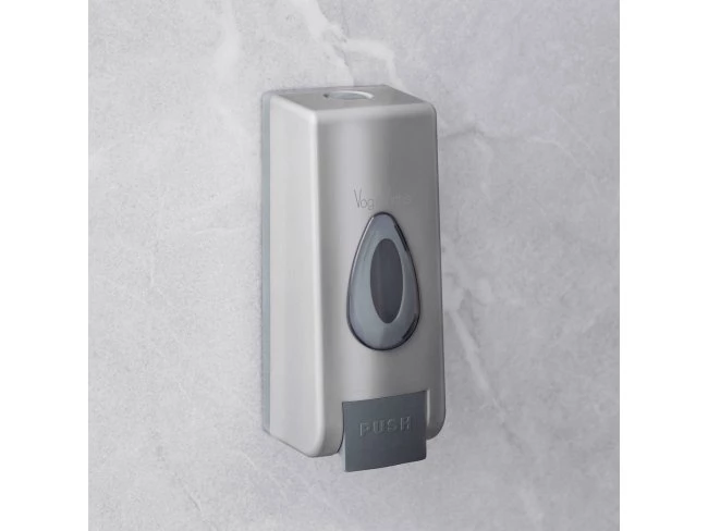 Dávkovač mydla - s ručným dávkovaním - 350 ml - na stenu - strieborný