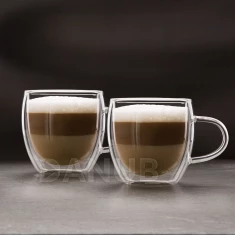 Dvojstenná, priehľadná sklenená cappucino šálka - 250 ml - 2ks / krabica