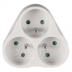 Rozbočovacia zásuvka 3× guľatá, biela
