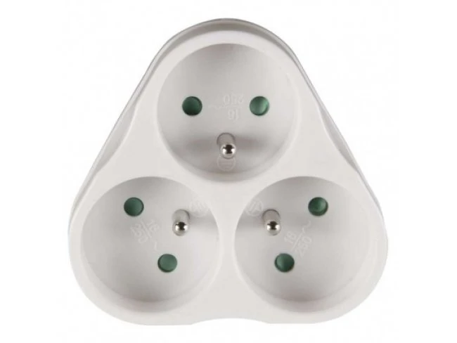 Rozbočovacia zásuvka 3× guľatá, biela