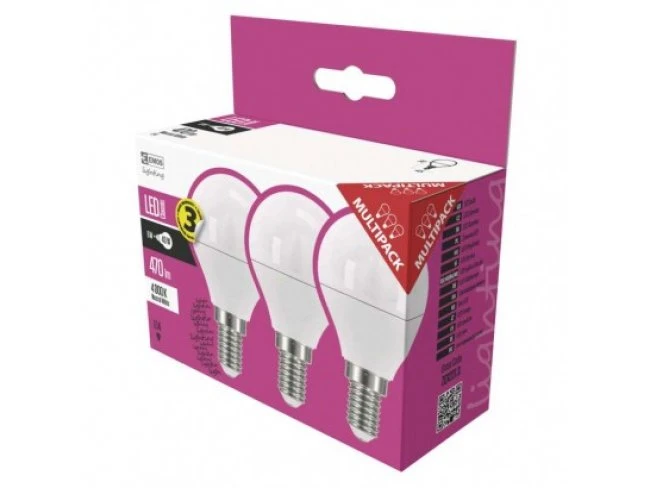 LED žiarovka Classic miniglobe 6W E14 neutrálna biela - 3ks