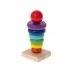 Drevená pyramída drevený na triedenie -farebná - 13 cm