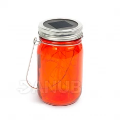 Zavesiteľná sklenená solárna lampa - studená biela microLED - modrá, červená, žltá