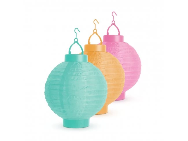 Solárny lampion - 3 farieb - studená biela LED - 21 cm