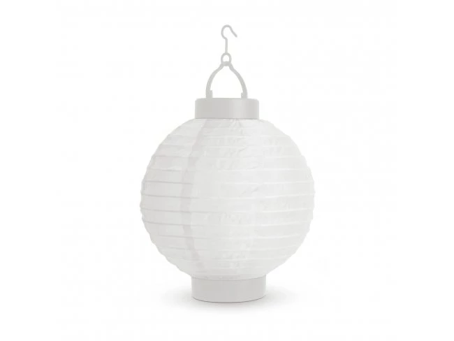 Solárny lampión - biely - studená biela LED - 21 cm