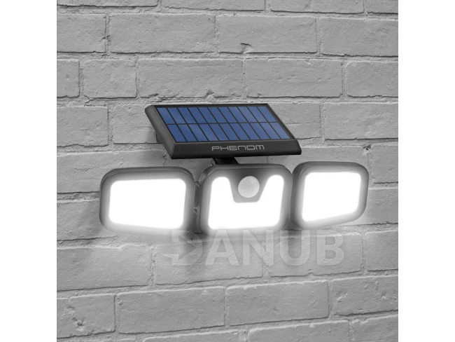 Solárny reflektor s pohybovým senzorom - páčkový, otáčateľný - 3 COB LED