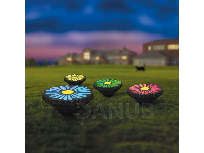 Zapichovacia LED solárna lampa - kvety - farebné - čierny - plast - 360 cm