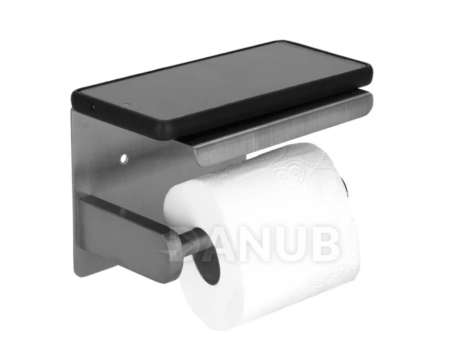 Držiak na toaletný papier s policou - strieborná