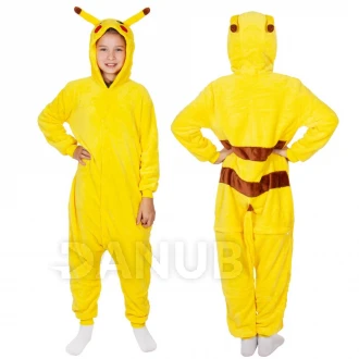Plyšový overal Kigurumi - vzor pikachu - 130-140 cm