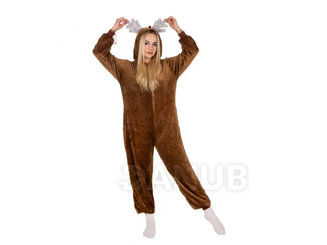 Plyšový overal Kigurumi - vzor sob - veľkosť S - 160 cm