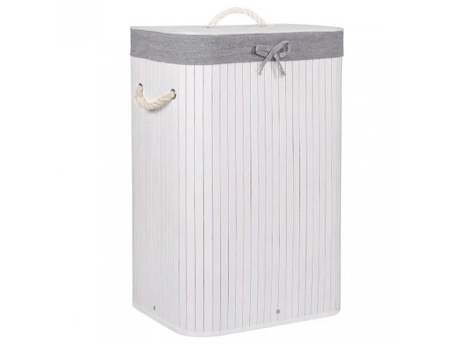Bambusový kôš na pranie - 72L - bielo sivý