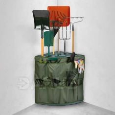 Plastový záhradný držiak náradia do rohu - pripevniteľný na stenu - 43 x 43 x 59 cm