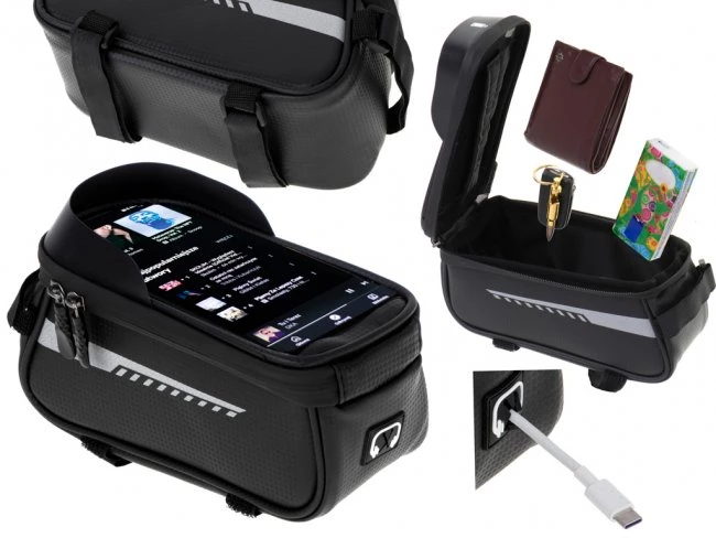 Vodeodolná taška na bicykel s držiakom na teléfon 