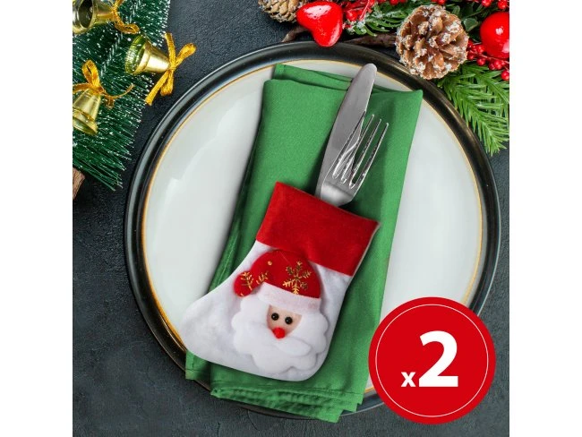 Vianočná dekorácia na príbor - 12 cm - 2 druhy - 2 ks / balenie