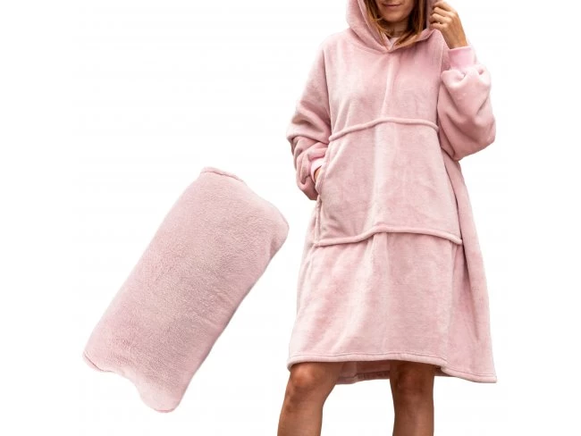 Bluzair - Mikinová deka 2v1 - Ružová