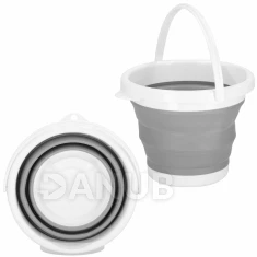 Skladacie vedro silikónové - 5L - sivo-biele
