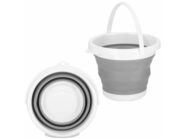 Skladacie vedro silikónové - 5L - sivo-biele