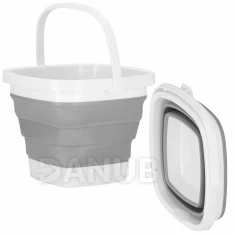 Skladacie vedro silikónové hranaté - 5L - sivo-biele